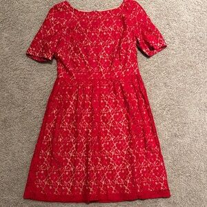 Adrianna Papell Red Lace Midi Dress